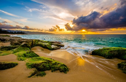 beach at sunset on a Hawaiian island