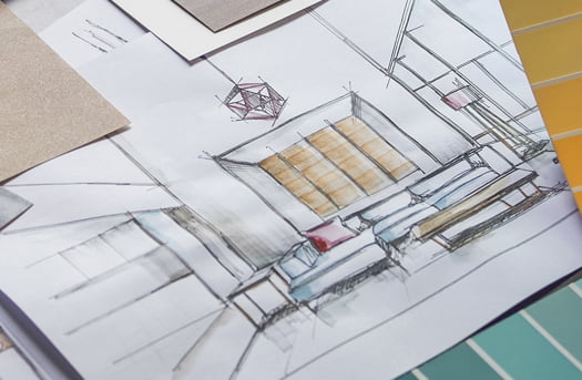 th7 architect drawing of living room concept