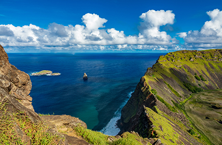 volcano and ocean aerial view